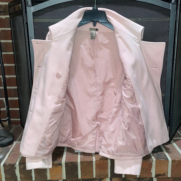 💕Soft Pink Wool Blend Double Breasted Peacoat Winter Coat💕 - Picture 5 of 6